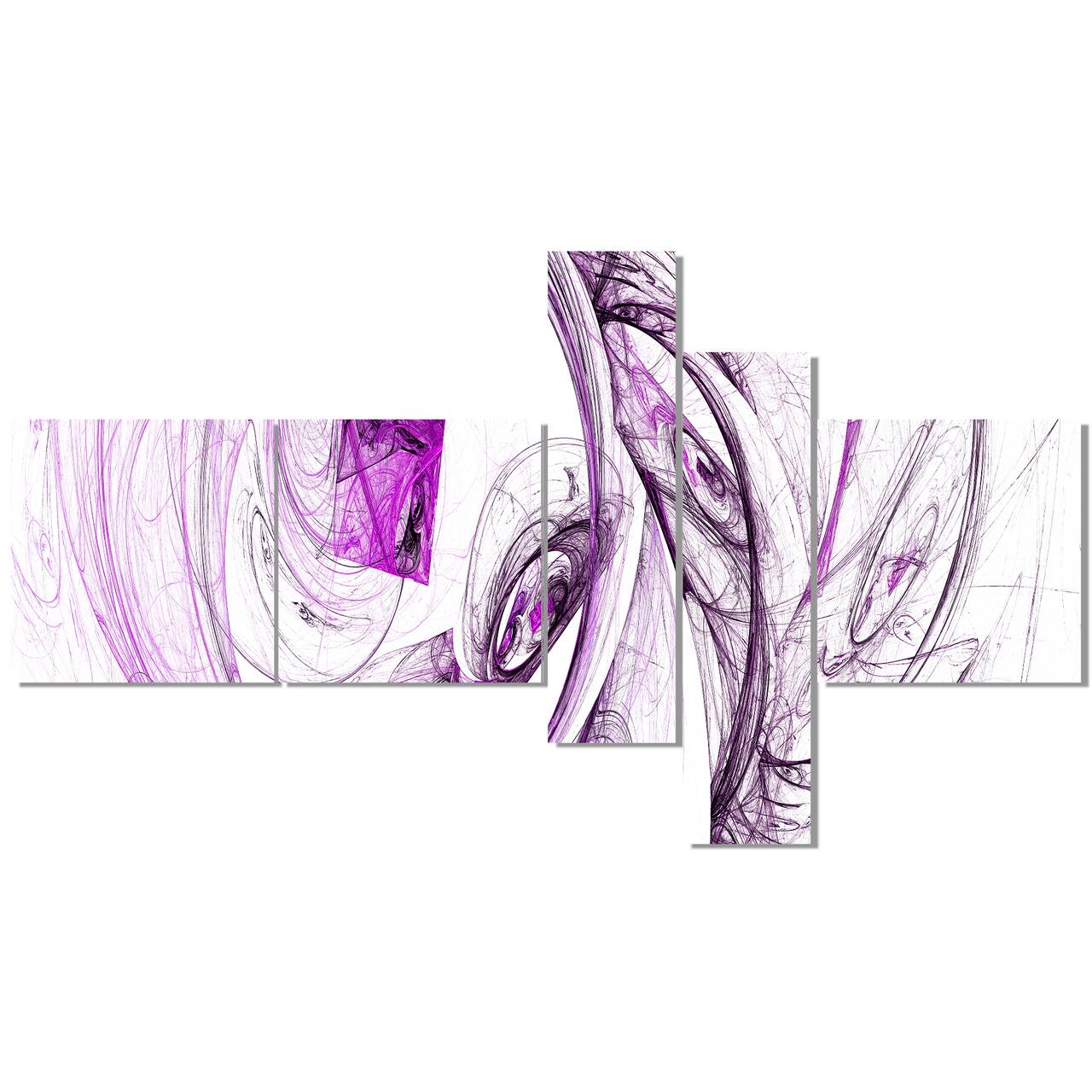 Designart - Billowing Smoke Purple - Abstract Canvas art print